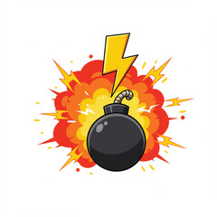 Explosive Music: A Cartoon Bomb Exploding with a Dynamic Burst of Musical Notes and Symbols, Symbolizing a Powerful Sound or Creative Idea