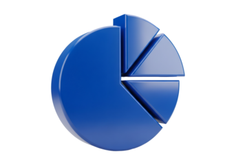 Isolated Blue Pie Chart Shows Business Data and Statistics on Transparent Background