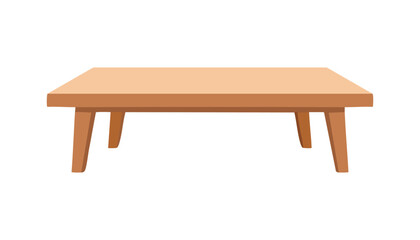 Artistic stylized table drawing in warm wood colors, set against a pure white background