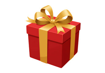 Red Gift Box with Gold Ribbon isolated on transparent background