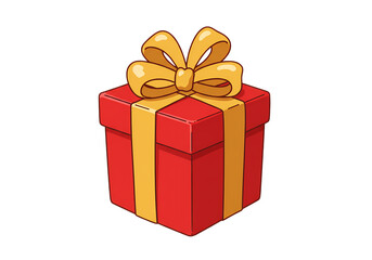 Obraz premium Pixel Art Gift Box Red Present with Gold Ribbon isolated on transparent background