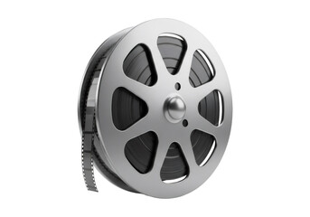 Obraz premium Metallic Film Reel Full of Film Isolated on a Transparent Background Media Storage and Entertainment