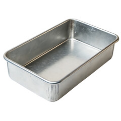 A single rectangular metal cake pan for baking isolated on a transparent background png