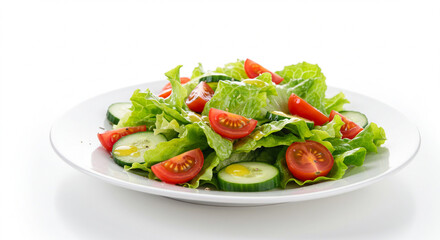 Fresh salad with tomato and cucumber on plate