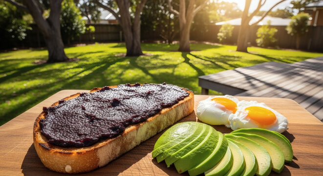 Australian Vegemite Toast with Eggs and Avocado