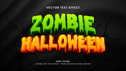 Editable text effect zombie halloween 3d style premium vector	