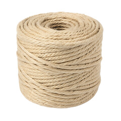 Obraz premium A single roll of braided natural fiber rope isolated on a transparent background png