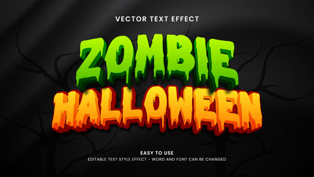 Editable text effect zombie halloween 3d style premium vector	