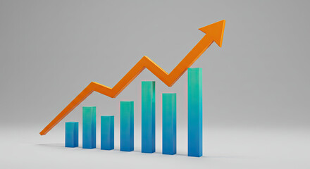 business graph with golden coins on transparent background 