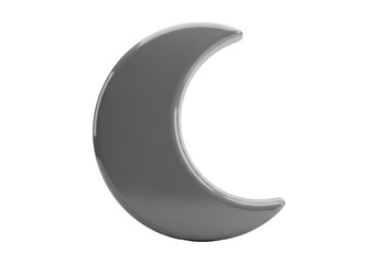 Naklejka premium Silver Crescent Moon Shape on Transparent Background Celestial Night Sky Decorative Element
