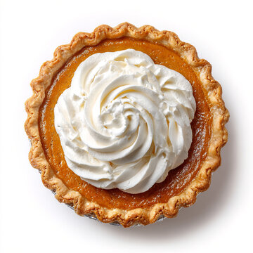 Pumpkin pie with whipped cream swirl