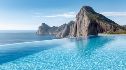 Fototapeta premium Stunning infinity pool overlooking ocean cliffs coastal paradise photography bright serenity tranquil escape