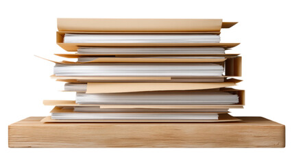 Stack of Clean Empty Folders on Simple Wooden Shelf
