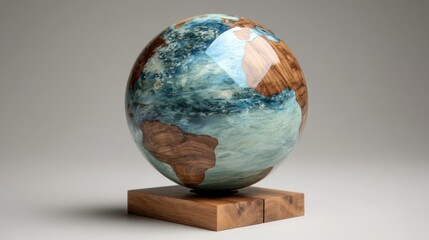 Stylish Minimalist Globe on Simple Wooden Stand for Home Decor
