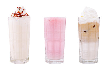 Refreshing cold beverages in tall glasses for a summer delight