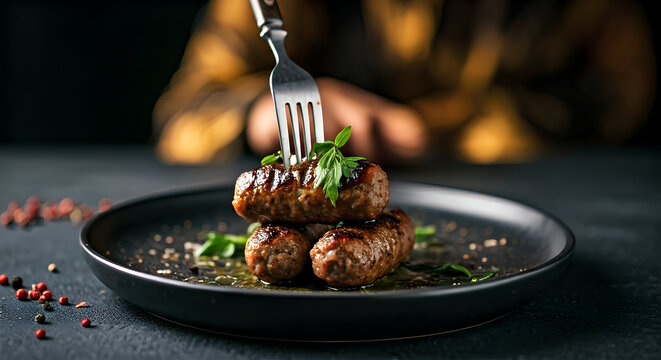 grilled Cevapi  on a plate
