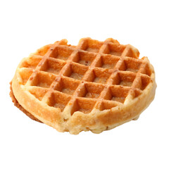 A single golden brown waffle for breakfast isolated on a transparent background png