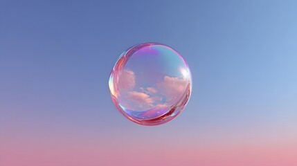 A colorful soap bubble against a pastel sky.