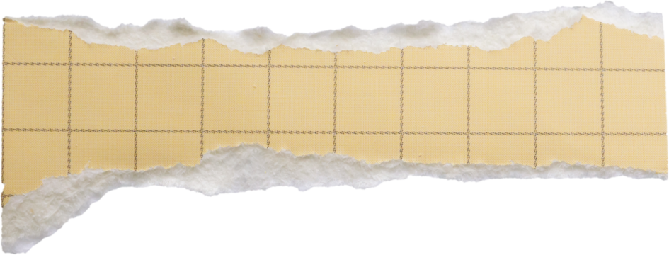 piece of yellow graph cardboard paper tear isolated on white background