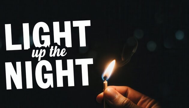 Hand holding a matchstick igniting flame in darkness for Halloween  