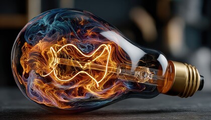 Glowing, abstract light bulb