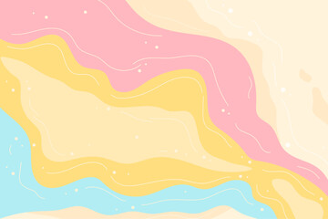 Vibrant fluid background with pastel waves in pink, yellow, and blue tones for creative projects.