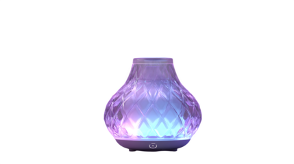 3D aromatherapy diffuser with glowing mist effect, transparent background