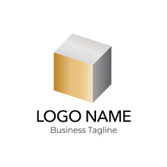 Logo Cube 3D Gold Abstract Vector Business Design Template