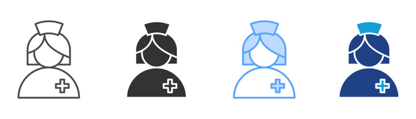 Nurse Icon Set Multiple Style Collection