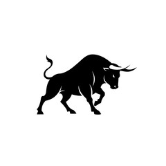Aggressive Black Bull Silhouette Logo