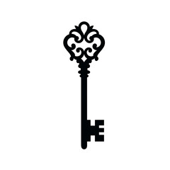 Ornate Key Silhouette: Vintage Key Design