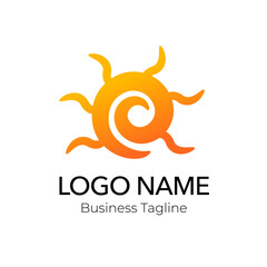 Orange Sun Vector Logo Design Template