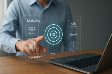 Naklejka premium Digital Marketing Analytics Dashboard Showing CTR, Reach and Engagement Metrics 