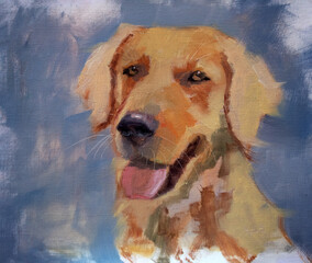 Dipinto di golden retriever