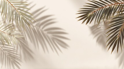 Muted palm leaf shadows on a light beige background