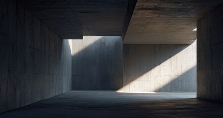 Obraz premium Empty, concrete architectural space, sunlit