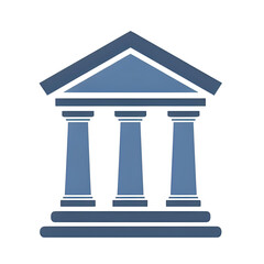 Obraz premium A minimalist 3D icon of a bank or government building with classic columns. Represents finance, banking, law, justice, stability, and corporate authority.