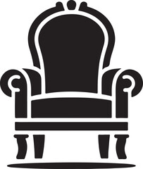 Fototapeta premium Minimal Chair Silhouette Icon Black Vector on White Background