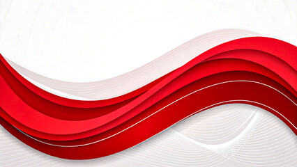 Dynamic red and white abstract wavy layers create a vibrant, modern backdrop for design projects