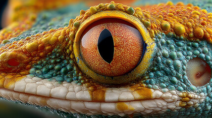 Naklejka premium Closeup Of A Colorful Reptile Eye