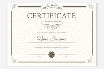 Elegant certificate template. Ornate design, customizable for awards, diplomas. Vector format.