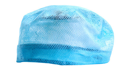 A Blue Disposable Bouffant Cap Isolated on a White Background