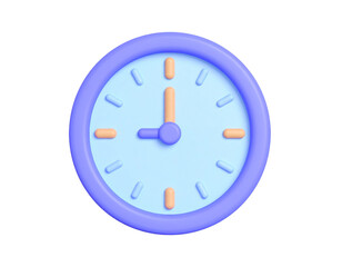 Cute cartoon clock with light pastel colors on transparent background