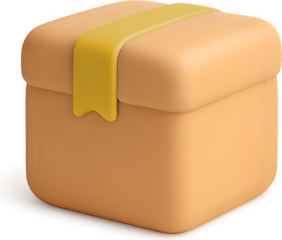 3D Box Icon with Yellow Tape