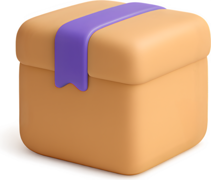 3D Box Icon with Purple Tape