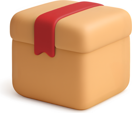 3D Box Icon with Red Tape