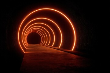 Naklejka premium Secure data tunnel visualized as glowing vortex, neon orange and steel grey, encrypted transport 