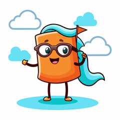 Fototapeta premium Cute Towel Character with Sunglasses on Cloud, Vector Illustration