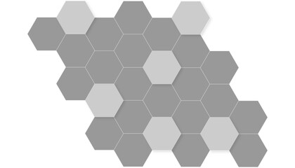 Geometric technology white and grey hexagon background. Abstract vector illustration Science technology and medical concept hexagon on transparent background.