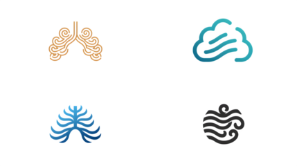 breath cloud icon with calm lines, minimalist wellness symbol, white background